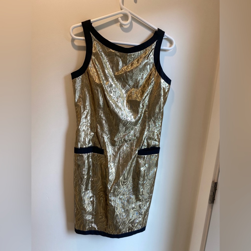 CINDY FOR LE BOFF VINTAGE Gold Lame Dress size 9/10 Current US 6